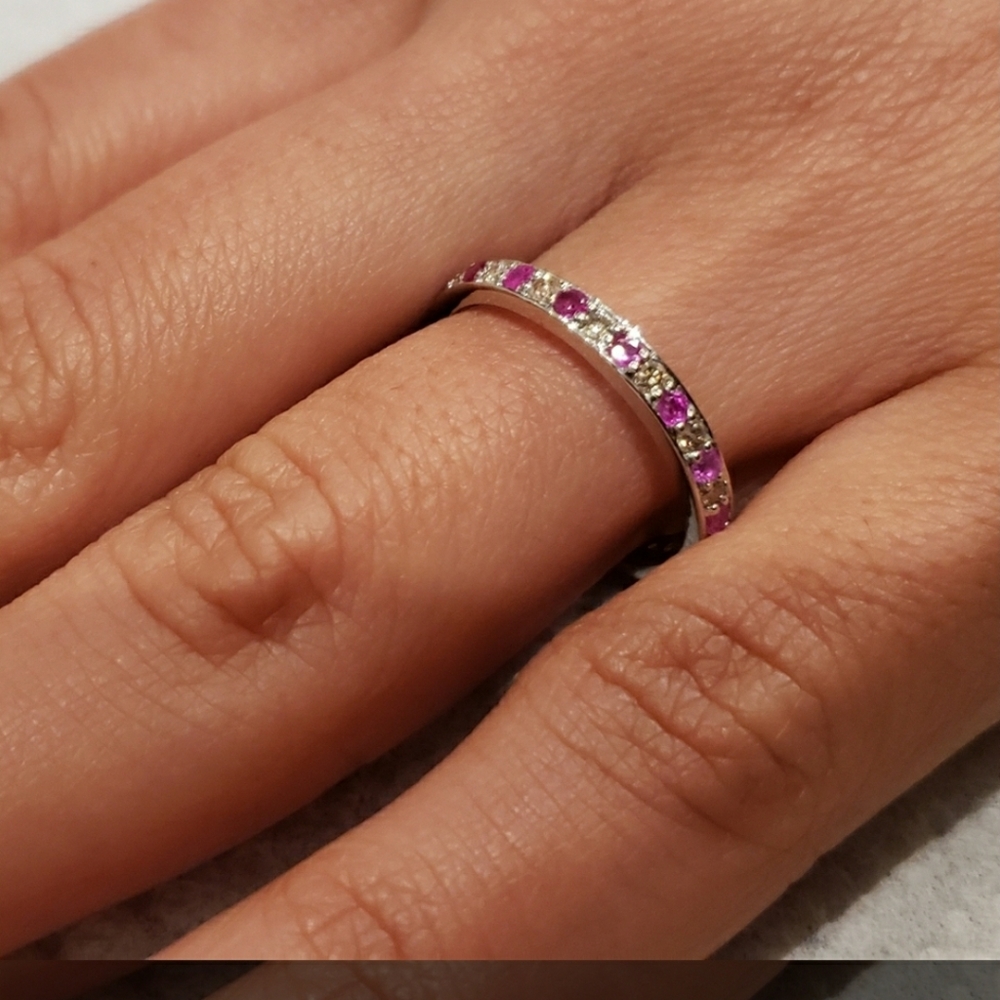 925 sterling silver real diamonds ruby band
